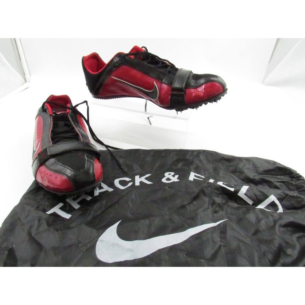 Nike Men's Track & Field Spikes Shoes Red Black Zoom Rivals Size US 10 with Bag